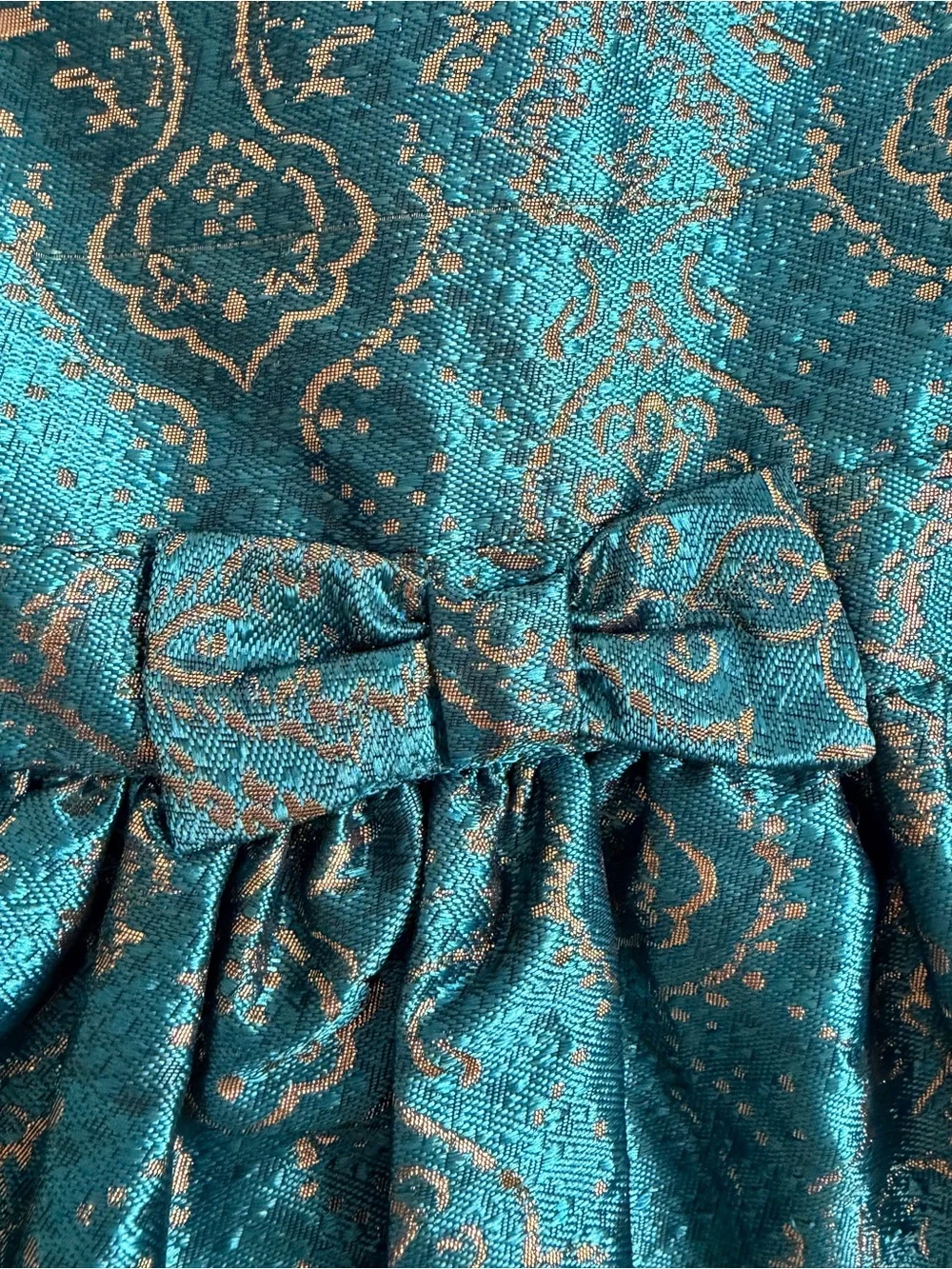 The Children's Place Teal and Gold Brocade Party Dress